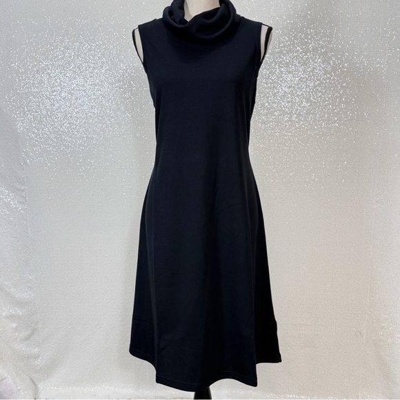 Susan Graver Style Black Sleeveless Crowl / Turtleneck A-Line Knit Dress Size S - Picture 5 of 8